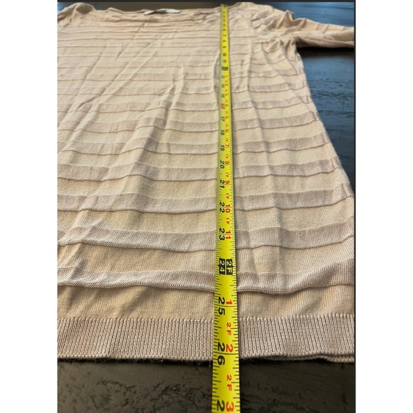 Loft 3/4 Sleeve Semi Sheer Striped Top - Sz L - Picture 8 of 11